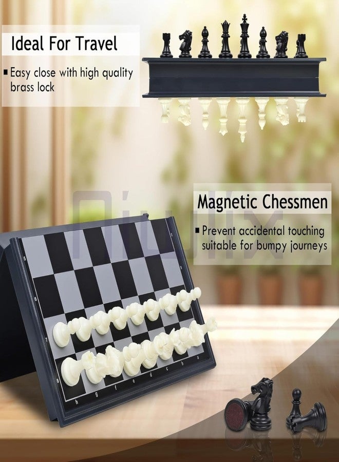 BOLDSTUFF 10 Inches Wooden Handmade Foldable Magnetic Educational Chess Board Set with Magnetic Pieces and Extra Queens for 2 Players Kids and Adults (Black & Ivory Color) - Image 4